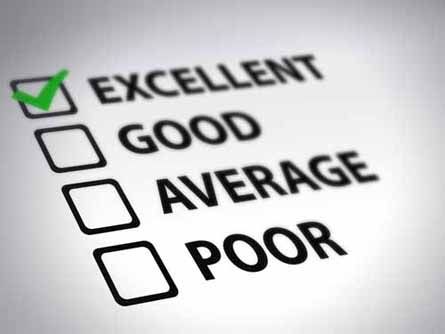 A list of credit ratings, with 'excellent' marked
